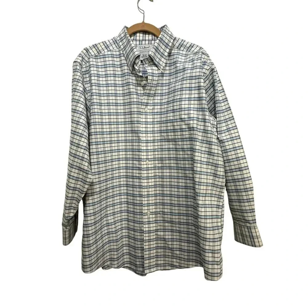 L.L.Bean Traditional Fit 100% Cotton Plaid Casual Shirt Size 16.5-32
